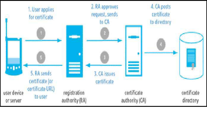 3. Repozytoria kluczy, certyfikatów i list unieważnionych certyfikatów (ang. Certificate Revocation Lists - CRLs). Rys.