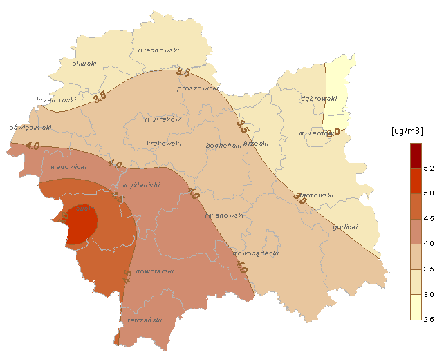 W roku 2012 Wojewódzki Inspektorat Ochrony Środowiska w Krakowie Delegatura w Tarnowie kontynuował rozpoczęte w 2003 roku i prowadzone w kolejnych latach badania zanieczyszczenia powietrza benzenem,