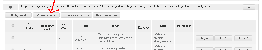 Zapisanie zmian --------Zmiana numeru