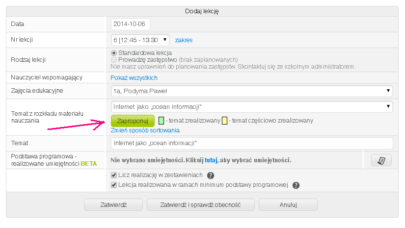 VII. Zastosowanie rozkładów materiałów nauczania na lekcji Wprowadzanie lekcji z użyciem rozkładu