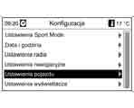 112 Wskaźniki i przyrządy Obracając i naciskając pokrętło wielofunkcyjne można wybrać następujące ustawienia: Ustawienia tryb sportowy Data i godzina Ustawienia radia Ustawienia telefonu Ustawienia