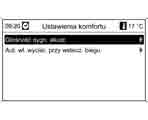 Wskaźniki i przyrządy 113 Ustawienia pojazdu Klimatyz. i jakość powietrza Sterow. nadmuchem: Zmiana ustawienia wentylatora. Klimatyzacja: Włączenie lub wyłączenie chłodzenia. Aut.