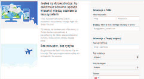 Czym jest chmura obliczeniowa i jaki jest jej potencjał? 9 Podsumowanie Rysunek 6. Formularz rejestracyjny Google Apps na stronie http://www.google.