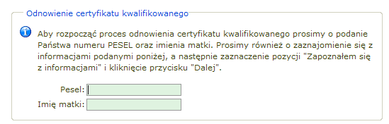 Instrukcja realizacji odnowienia przy wykorzystaniu waŝnego certyfikatu kwalifikowanego Szanowni Państwo, Certyfikat kwalifikowany, dla którego kończy się okres waŝności, naleŝy odnowić.