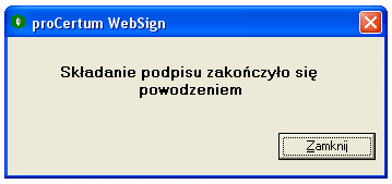 Z zaprezentowanej w kolejnym oknie listy wybierz certyfikat kwalifikowany, który zostanie wykorzystany do złoŝenia podpisu (ten sam co jest odnawiany) po czym naciśnij przycisk WYBIERZ.