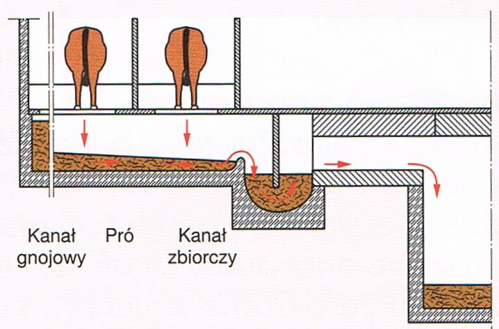 cm poniżej rusztu). Po napełnieniu unosi się zasuwy i zawartość spływa do zbiorników pod własnym ciężarem. Kanały spłukuje się wodą i po zamknięciu zasuw wstępnie napełnia do około 10 cm.