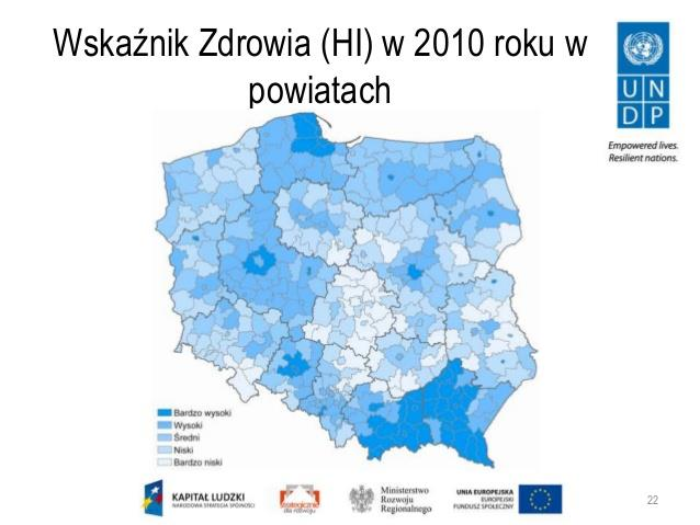 Zdrowie mieszkańców 80 70 60 50 40 30 20 10 0 Wskaźnik zdrowia w 2010 r.