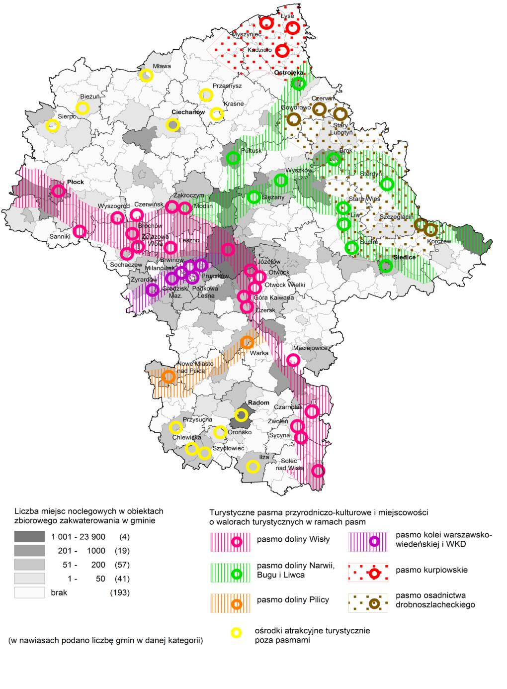 Potencjał turystyczny 18 16 14 12 10 8 6 4 2 0 Miejsca noclegowe na 1000