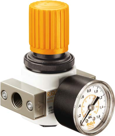 OR - reduktor ciśnienia z manometrem i uchwytami montażowymi Reduktor ciśnienia służy do nastawiania i utrzymywania stałej wartości ciśnienia wyjściowego w instalacjach pneumatycznych niezależnie od