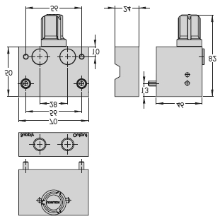 Rys. 34 Płytka montażowa dla dodatkowego przyłącza sprężonego powietrza w przykładzie: regulator ciśnienia typu 478-xx Rys. 3 (zdjęcie: rys.
