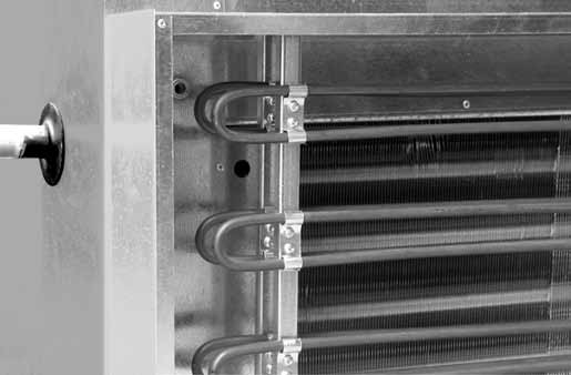 Nagrzewnice powietrza Wodne nagrzewnice powietrza Standardowo używane są z aluminiowymi płytami (odstępy lamel 3 lub 4 mm) i miedzianymi rurkami.