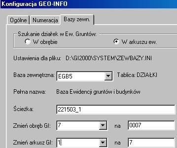 Dostosowanie konfiguracji identyfikatorów UWAGA! Podczas instalacji konfigurator interfejsu po wskazaniu katalogu głównego w którym zainstalowano Geoinfo (np.