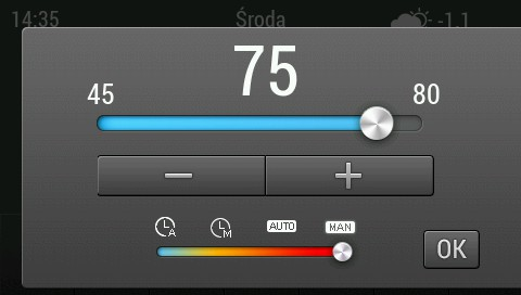 Rozdział 3. 3.1 Opis szczegółowy ekranów/funkcji KOCIOŁ 3.1.1 TEMPERATURA ZADANA ORAZ TRYB PRACY.