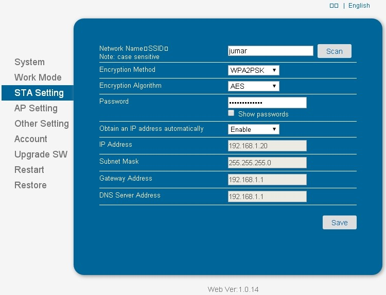 Nazwa parametru Network Name SSID Encryption Method Encryption Algorithm Password Obtain an IP address automatically IP Address Subnet Mask Getway Address DNS Server Address Opis Nazwa sieci routera