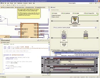 S P R Z Ę T Rys. 3. Widok środowiska DXP 2004 z otwartymi kilkoma dokumentami projektu i narzędzi do debugowania bezpośrednio w sprzęcie.