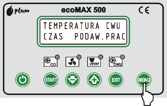 4.7 Programowanie Wejście do menu programowania parametrów następuje po przyciśnięciu przycisku,,menu. Pozycje w menu zmieniane są przyciskami lub.
