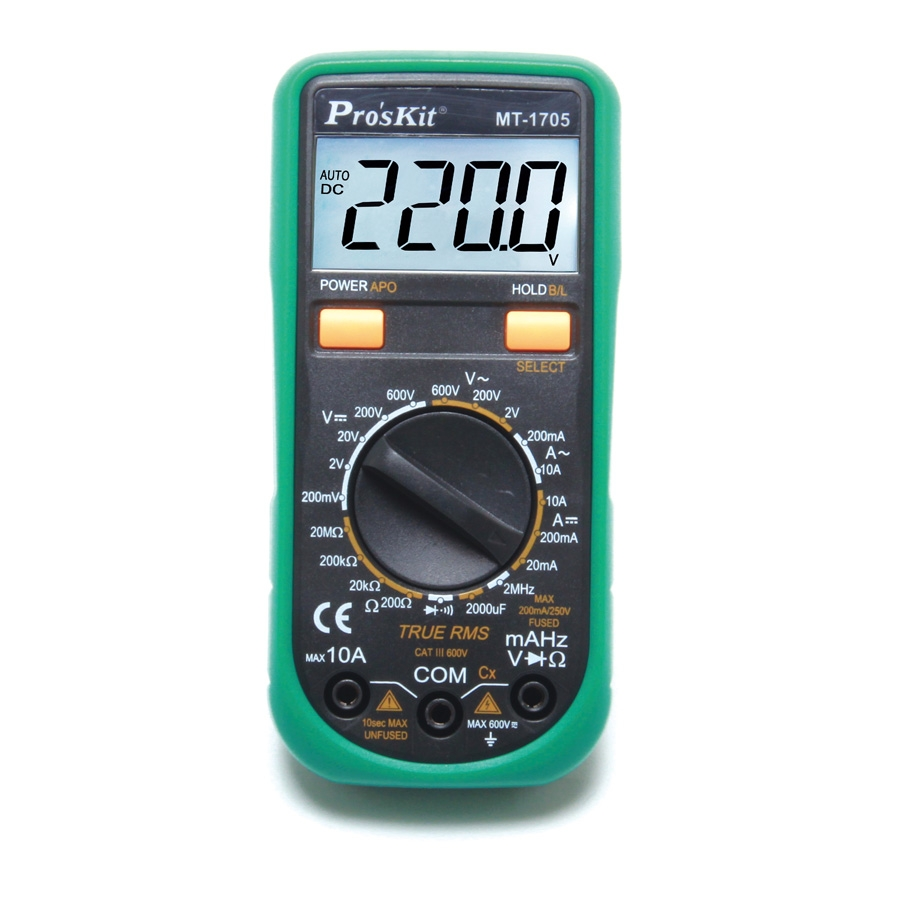 MIERNIK MT-1705 True RMS PROSKIT INSTRUKCJA OBSŁUGI Dokładnie zapoznaj się z instrukcją obsługi przed rozpoczęciem pracy.