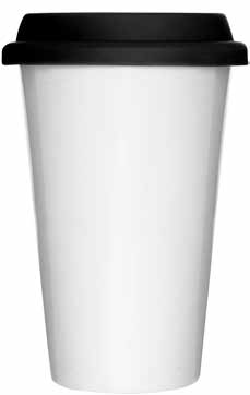 CAFÉ Kubek Take Away z sylikonową pokrywką Porcelana. Podwójne ścianki. Kubek Take Away z sylikonową pokrywką to doskonały pomysł na upominek dla klientów i pracowników. Art.