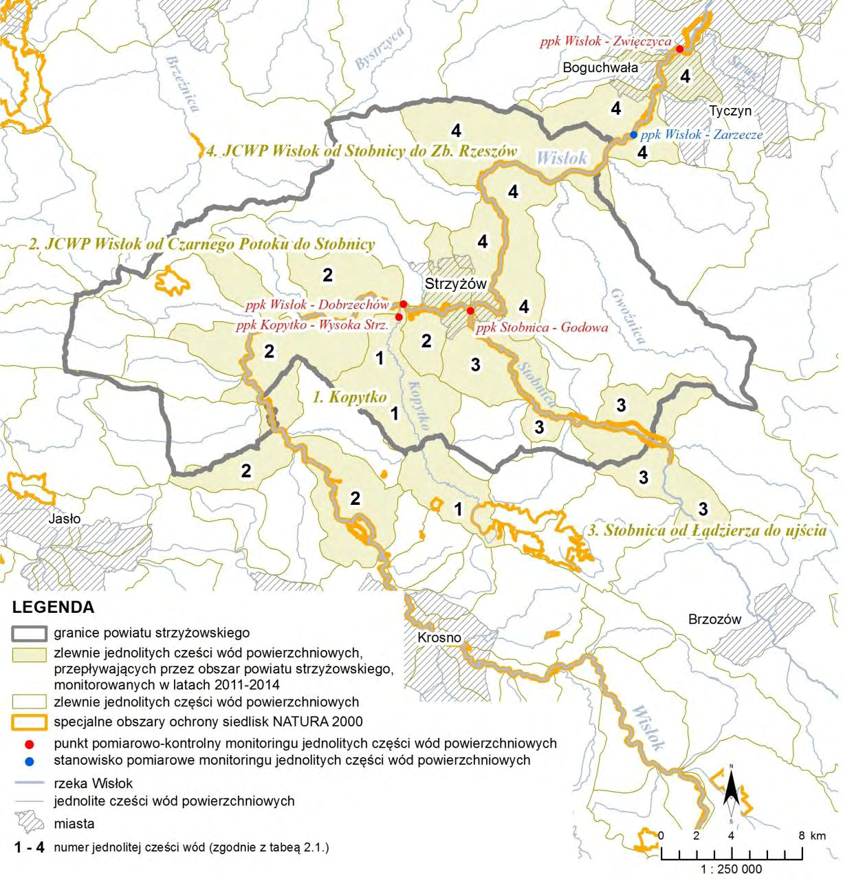 środowiskowych norm jakości dla substancji priorytetowych (2014) oraz na podstawie wytycznych GIOŚ. W przypadku jednolitej części wód powierzchniowych (JCWP) Wisłok od Stobnicy do Zb.