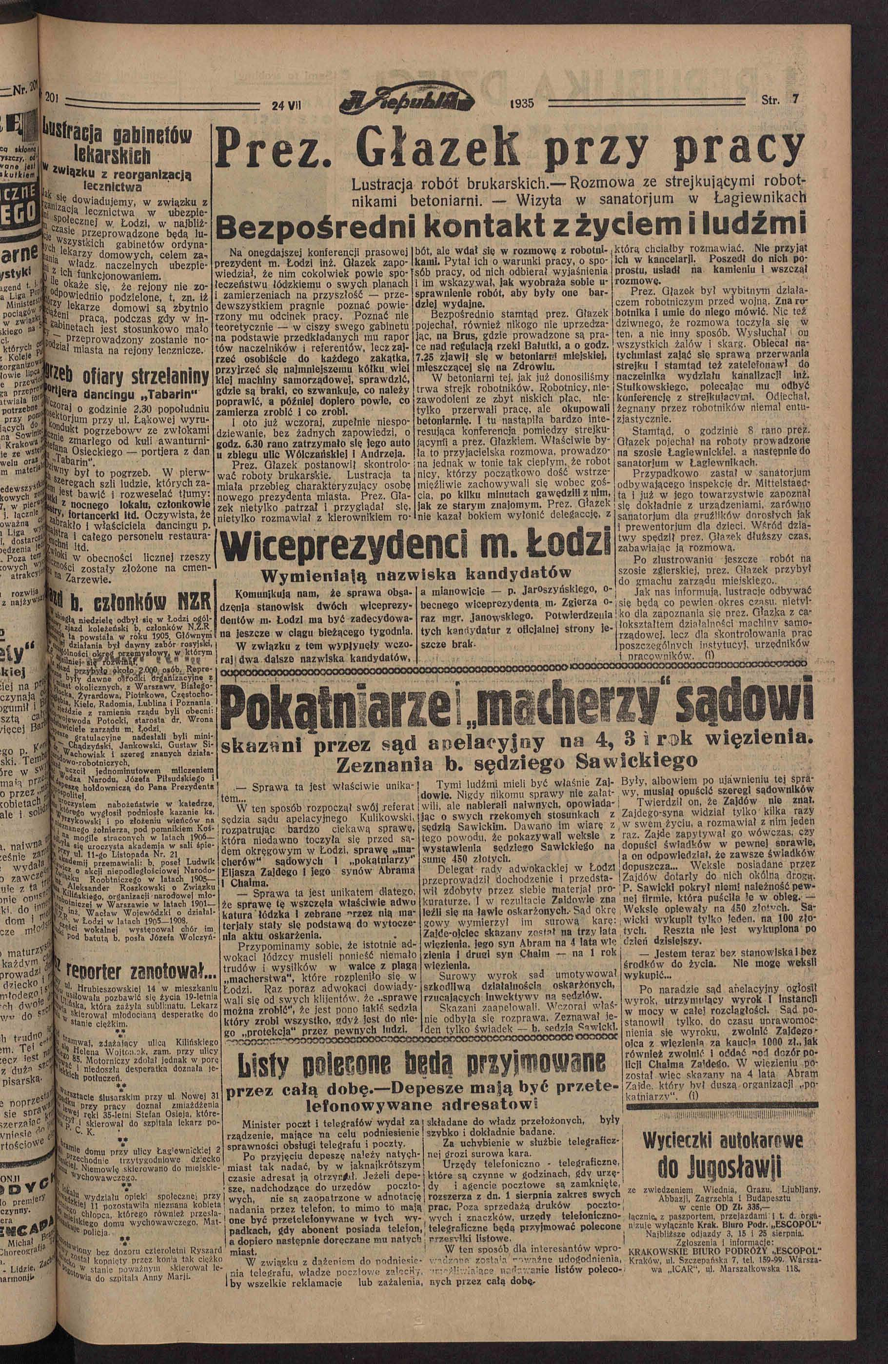 -Nr.* 20 cq TKBM ytrcry,. orf*, "ONE lustracja gabinetó, lekarskich * teku z reorganizacją lecznicta LLf ę do iadujemy, ziązku z [""izacją lecznicta ubezpie- ' społecznej.