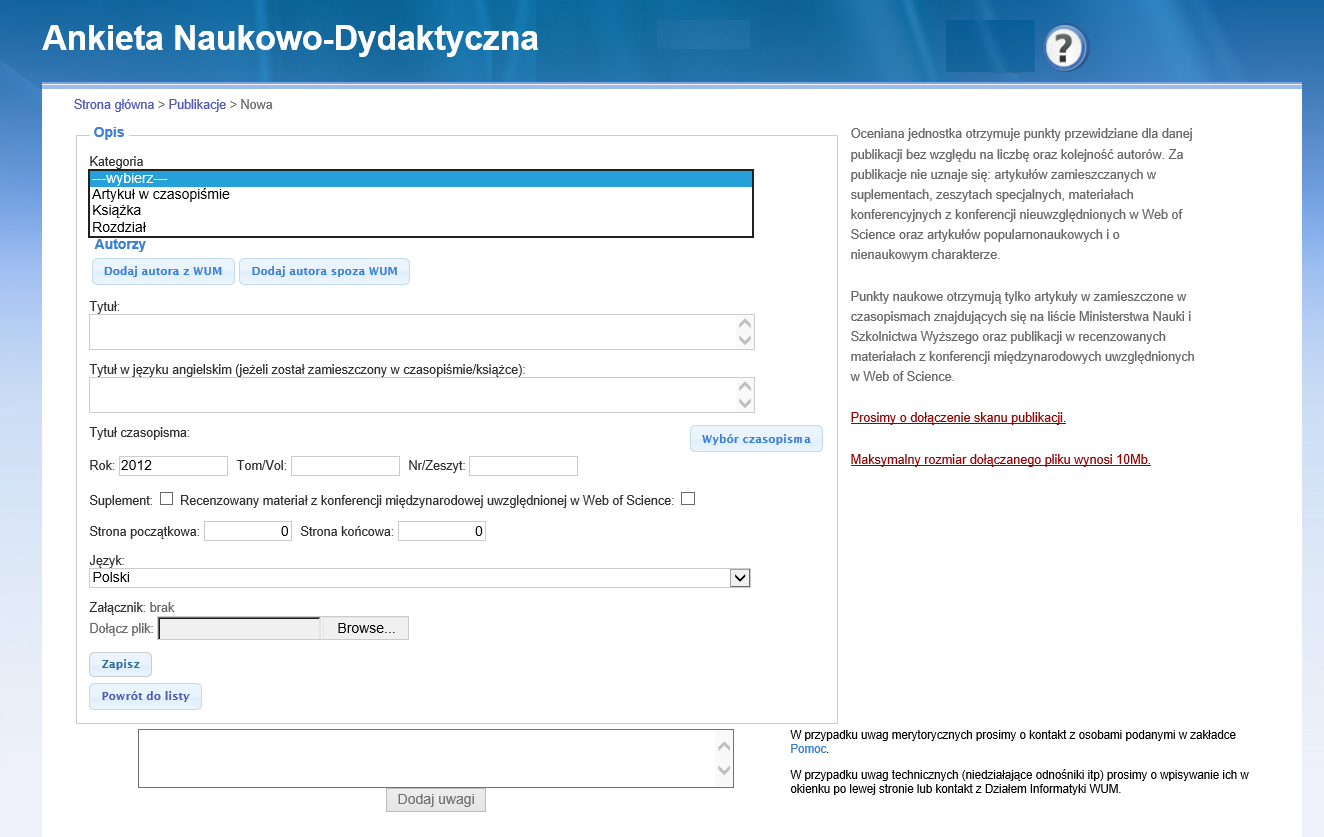 Dla każdej listy można wygenerować raport, który obejmuje pełne dane każdego rekordu.