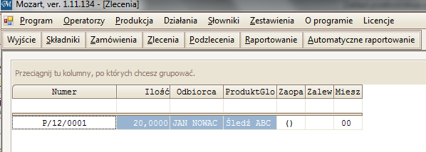 Aby utworzyć na ekranie zleceń nową kolumnę,,najeżdżamy na odpowiednią pozycję, klikamy lewym przyciskiem myszy i trzymając go cały czas wciśniętego przenosimy kolumnę do nagłówka ekranu zleceń (rys.