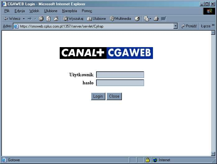 ON-LINE - LOGOWANIE Po wejściu do systemu on-linezostanie wyświetlona strona pierwszego logowania do systemu CGAWEB W polu Nazwa użytkownika - wpisujemy