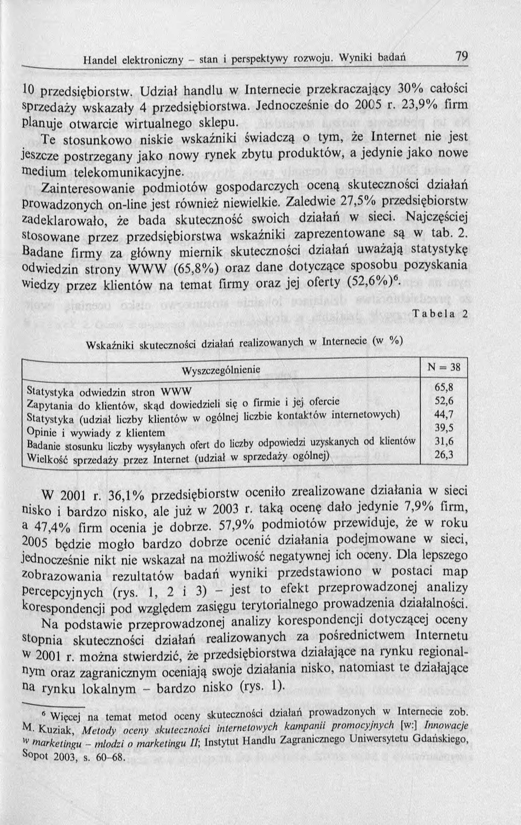 10 przedsiębiorstw. Udział handlu w Internecie przekraczający 30% całości sprzedaży wskazały 4 przedsiębiorstwa. Jednocześnie do 2005 r. 23,9% firm planuje otw arcie w irtualnego sklepu.