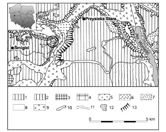 Pradziejowe użytkowanie terenu a główne fazy akumulacji pokryw stokowych... 31 Ryc. 1. Szkic geomorfologiczny obszaru badań (oprac. I. Hildebrandt-Radke na podstawie M.