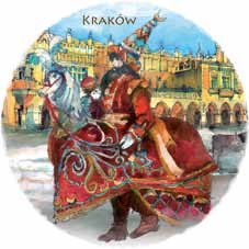 Kraków w akwareli i w fotografii 36 magnesy ceramiczne okrągłe 01 02 03 04 6,5
