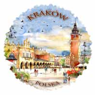 Kraków w akwareli i w fotografii 58 Ceramika ozdobna ZAWiESZKA PORCELANOWA - wymiary 95x155 mm - z dziurką do powieszenia - pakowane w woreczek z folii bąbelkowej wzór nr: 01 talerze porcelanowe 12 -