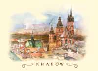 Kraków w akwareli i w fotografii 7 kartki akwarelowe B6 B-149