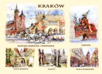 Kraków w akwareli i w fotografii 9 kartki akwarelowe B6 B-185 B-186 B-187