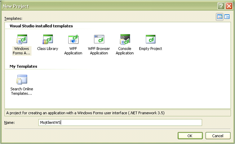 Otwieramy Visual Studio C# Nowy
