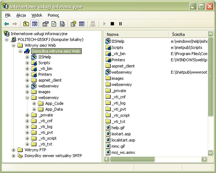 WebService C# Instalacja websewisu na IIS Otwieramy IIS Managera (panel sterowania->narzędzia administracyjne-> Prawym Prawym klawiszem klawiszem klikamy klikamy w w Domyślna Domyślna witryna witryna