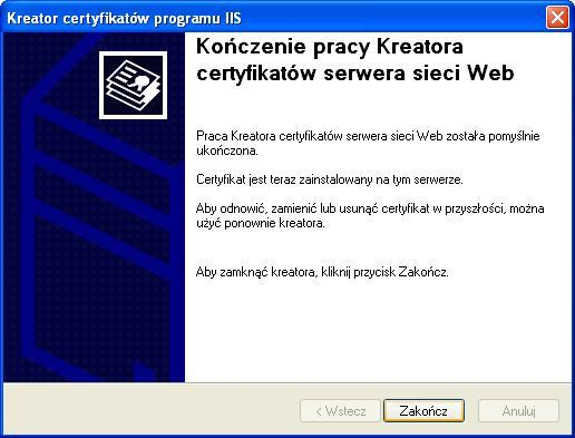 Kończymy kreatora: Po skonfigurowaniu serwera DNS do obsługi naszej poddomeny www (jeżeli nie posiadasz własnego serwera DNS skontaktuj sie ze swoim providerem i przedstaw sytuację) uruchamiamy