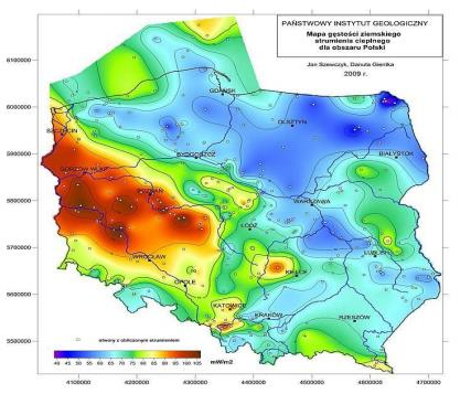 Rysunek 5 Potencjał wykorzystania energii geotermalnej na terenie Polski Źródło: www.pgi.gov.