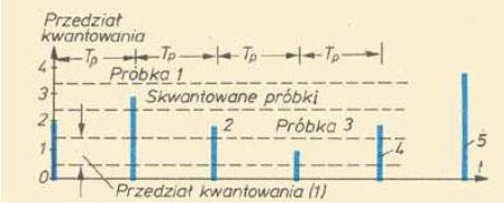 W tym kroku, wartości sygnału uzyskane drogą próbkowania (należące nadal do całego zakresu zmienności