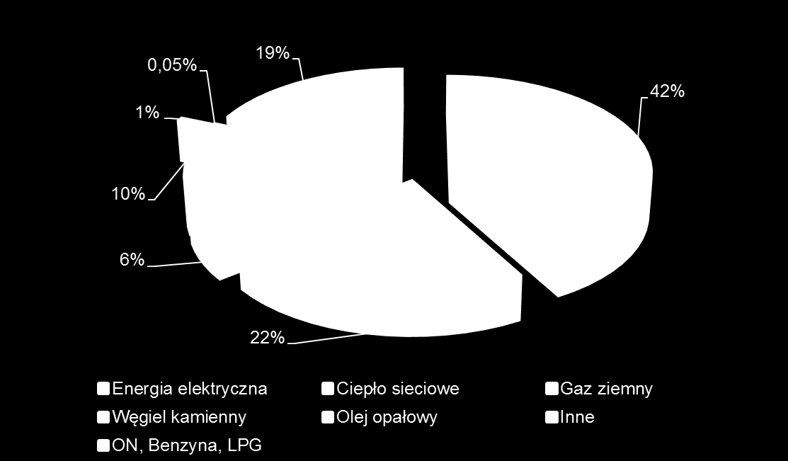 Bazowa inwentaryzacja emisji CO 2 2013 1 600 442 MgCO 2 /rok Nośnik / paliwo Emisja [tys.