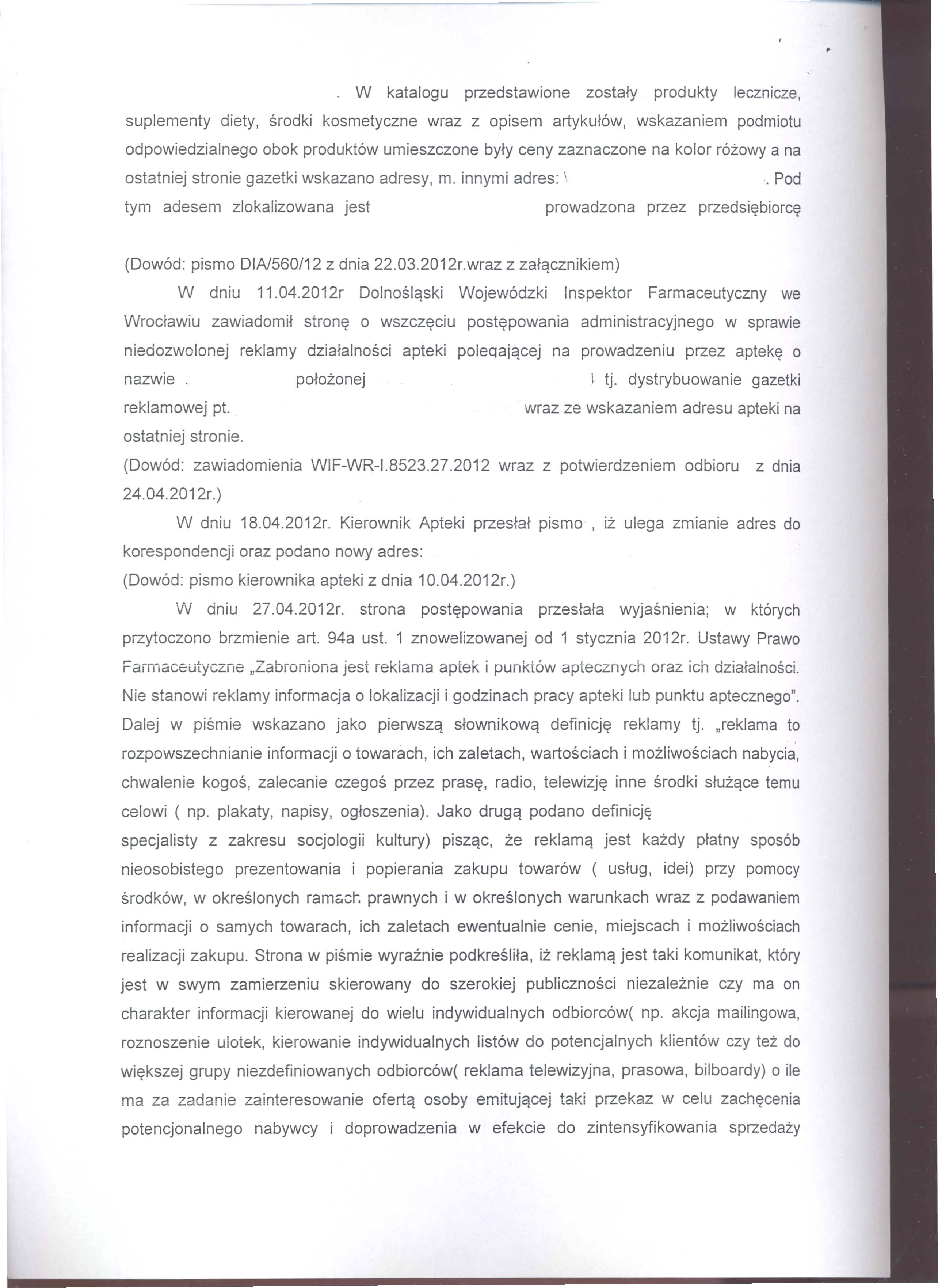 W katalogu przedstawione zosta{y produkty lecznicze, suplementy diety, srodki kosmetyczne wraz z opisem artyku{6w, wskazaniem podmiotu odpowiedzialnego obok produkt6w umieszczone by{y ceny zaznaczone