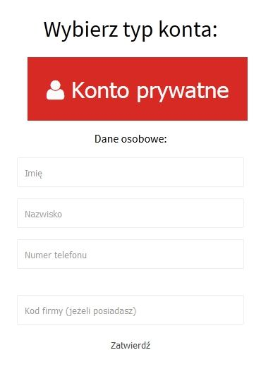 1a. Rejestracja konta prywatnego. Po wypełnieniu pól (punkt 1) na e-mail przyjdzie link w który należy kliknąć, aby potwierdzić rejestrację.