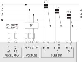 Schematy połączeń Podłączenie 3 fazowe z przewodem neutralnym lub bez 3-phase connection whit or without neutral P01.