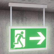 GuideLed CG-S Montaż do sufitu 30 m LED Oprawa oświetlenia awaryjnego w technologii LED z podświetlaną szybą do montażu na suficie Płaska obudowa grubość piktogramu tylko 12 mm Doskonała widoczność