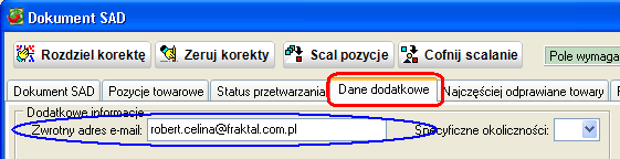 Zwrotny adres e-mail Jedyną róŝnicą, na którą naleŝy zwrócić uwagę, jest konieczność umieszczenia w zgłoszeniu elektronicznym zwrotnego adresu e-mail, na który to adres mają być odsyłane komunikaty z