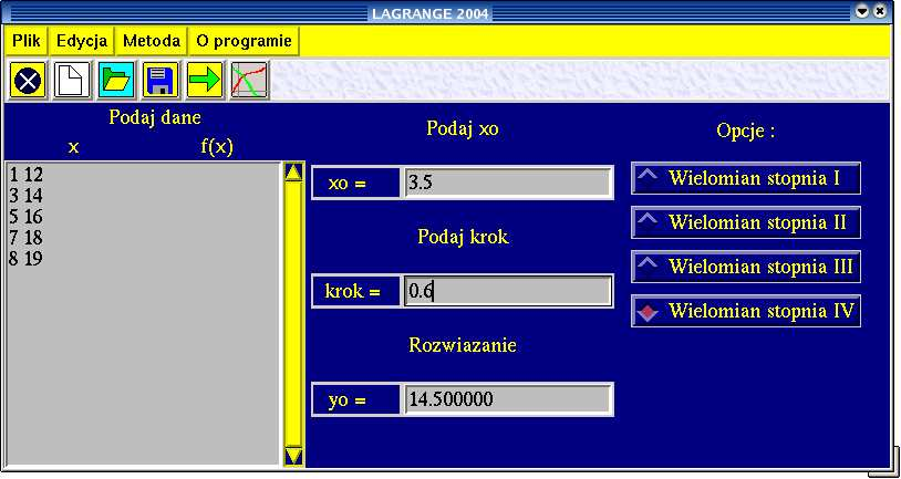 Moje aplikacje - Lagrange2004 Przyk lady
