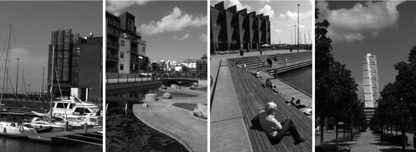 296 a b Il. 3. Mapa lotnicza nabrzeża Malmö: a) w 2002, b) 2009 r. (źródło: www.google.maps) Ill. 3. Malmö: a) 2002, b) 2009 (source: www.google.maps) żego parku w centrum dzielnicy (il. 4).