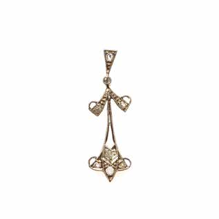 1 2 3 4 1 Kolczyki z diamentami, XX w. złoto pr. 0,585, białe złoto, 2 diamenty ł.