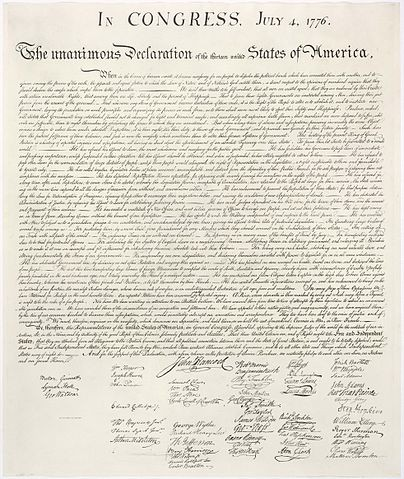 Deklaracja Niepodległości z 4 lipca 1776 roku Gdy więc Amerykanie zmuszeni zostali chwycić za broń dla naprawy krzywd, uznaliśmy za