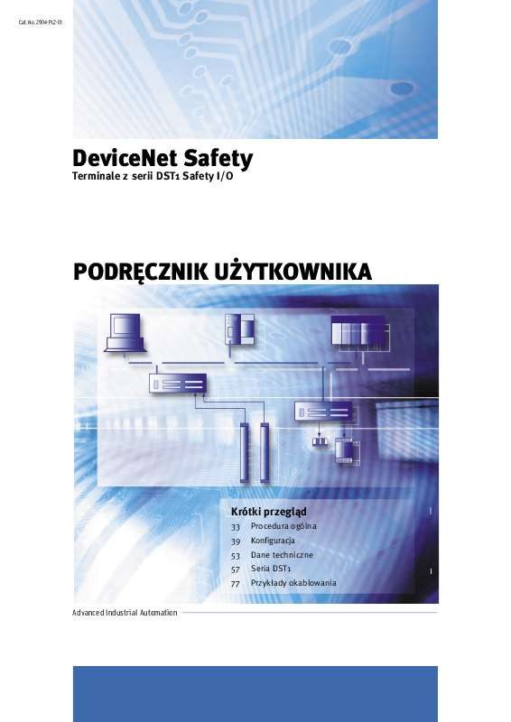 Możesz przeczytać rekomendacje w przewodniku, specyfikacji technicznej lub instrukcji instalacji dla OMRON DEVICENET SAFETY.