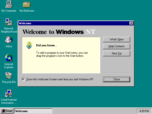 Windows NT 4.0 Początkowo Windows NT 4.0 miał być częścią wysiłków Microsoftu zmierzających do wprowadzenia linii Windows NT na rynek stacji roboczych.